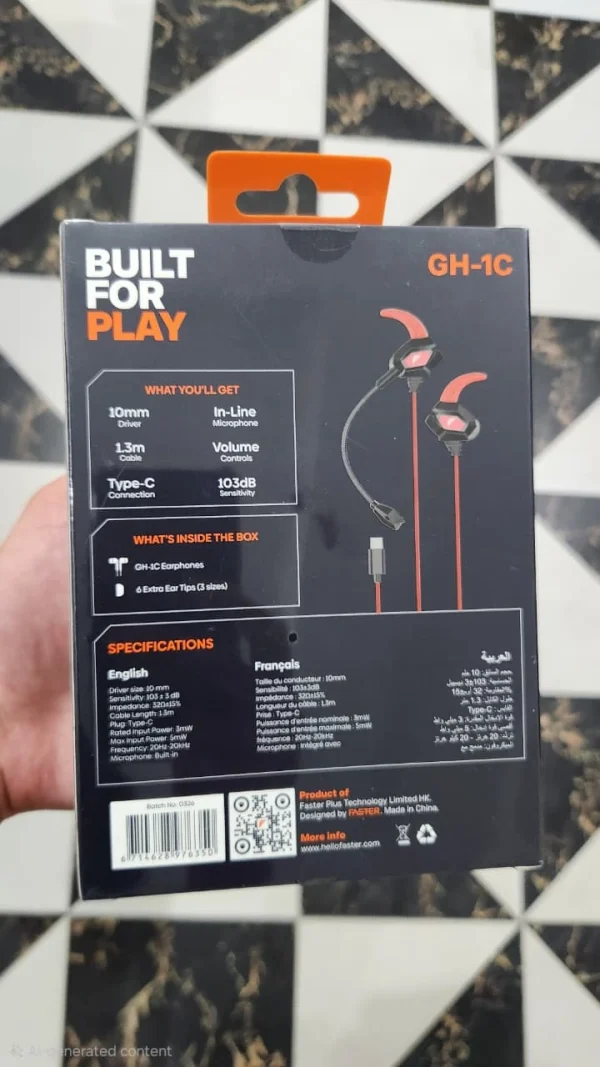 FASTER GH-1C Type-C gaming handsfree earphones with 10mm driver, boom mic and low latency – PakPearl