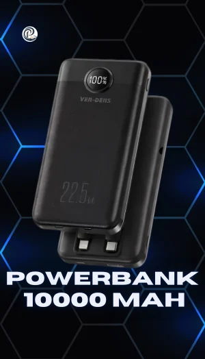 VEN-DENS VD-PB047 10000mAh power bank with digital display, built-in cable and 22.5W fast charging – PakPearl