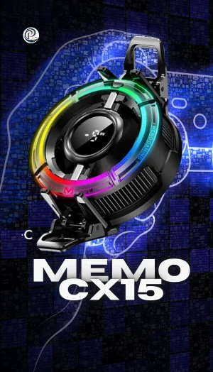 Memo CX15 RGB magnetic gaming cooling fan for mobile phones with rainbow LED lighting | PakPearl Pakistan