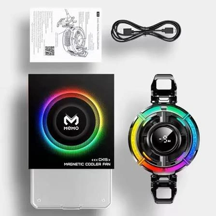 Memo CX15 RGB magnetic gaming cooling fan for mobile phones with rainbow LED lighting | PakPearl Pakistan